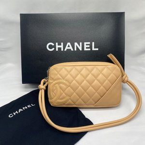 Chanel Beige Quilted Ligne Cambon Pochette